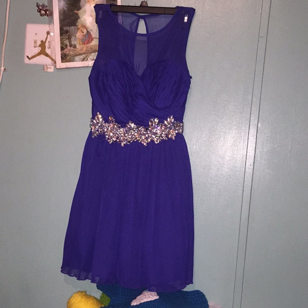 Royal Blue mini dress with silver diamonds 💙